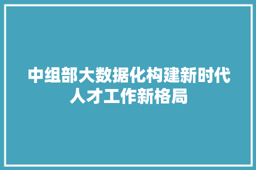 中组部大数据化构建新时代人才工作新格局