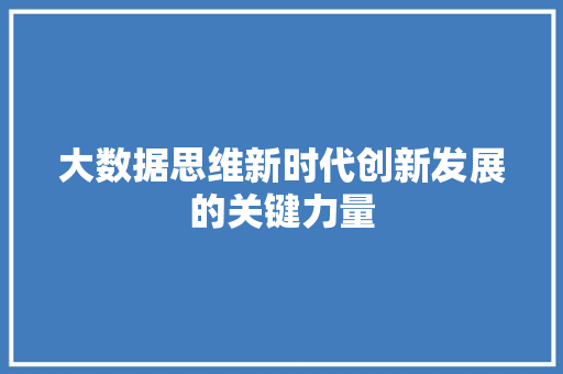 大数据思维新时代创新发展的关键力量