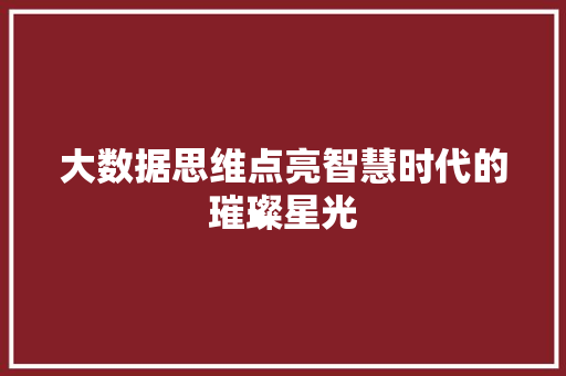 大数据思维点亮智慧时代的璀璨星光  第1张