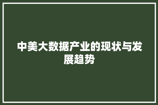 中美大数据产业的现状与发展趋势