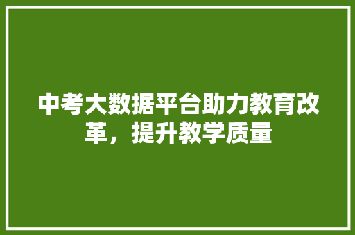 中考大数据平台助力教育改革，提升教学质量