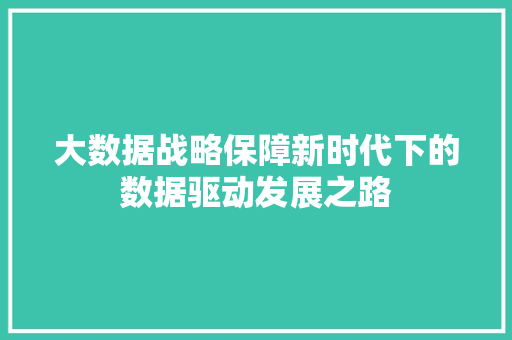 大数据战略保障新时代下的数据驱动发展之路