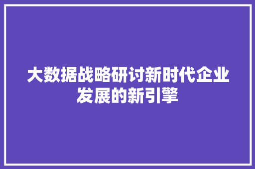 大数据战略研讨新时代企业发展的新引擎  第1张