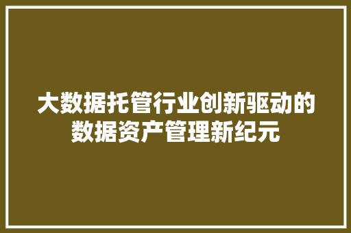 大数据托管行业创新驱动的数据资产管理新纪元  第1张