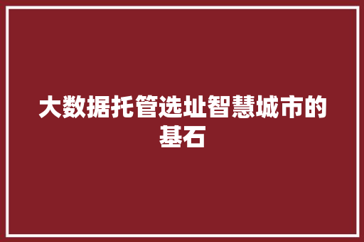 大数据托管选址智慧城市的基石  第1张