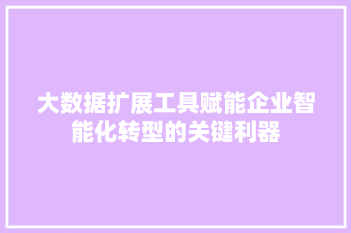 大数据扩展工具赋能企业智能化转型的关键利器  第1张