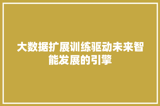 大数据扩展训练驱动未来智能发展的引擎  第1张