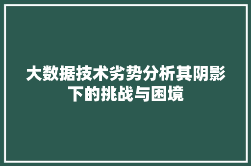 大数据技术劣势分析其阴影下的挑战与困境