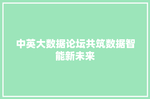 中英大数据论坛共筑数据智能新未来  第1张