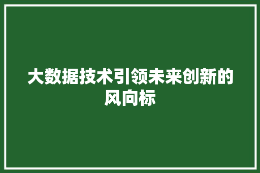 大数据技术引领未来创新的风向标  第1张