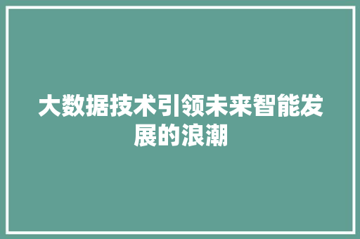 大数据技术引领未来智能发展的浪潮