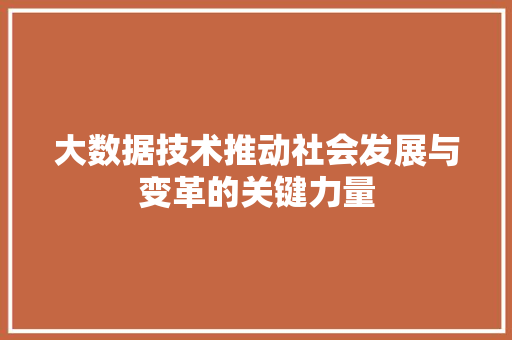 大数据技术推动社会发展与变革的关键力量