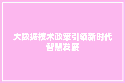大数据技术政策引领新时代智慧发展  第1张