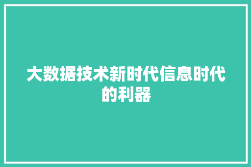 大数据技术新时代信息时代的利器  第1张