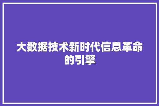 大数据技术新时代信息革命的引擎