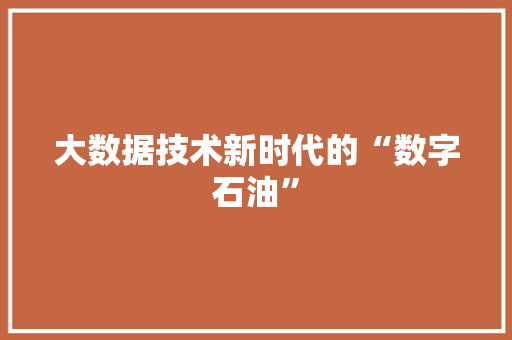 大数据技术新时代的“数字石油”  第1张
