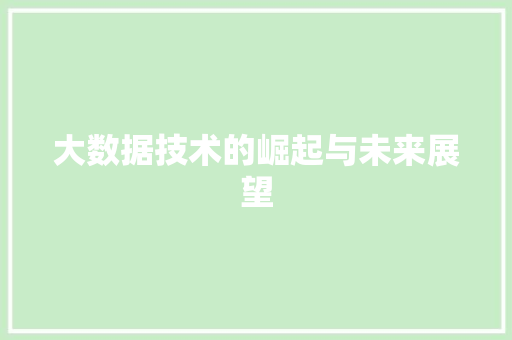 大数据技术的崛起与未来展望