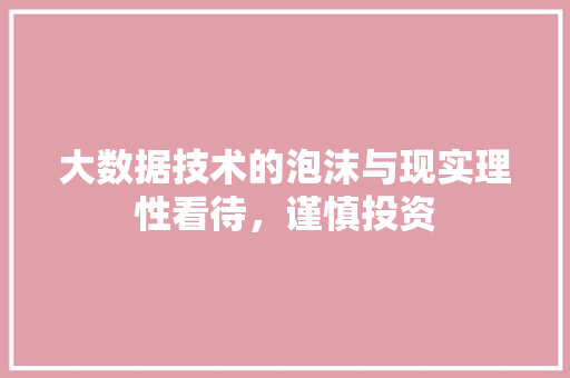 大数据技术的泡沫与现实理性看待，谨慎投资