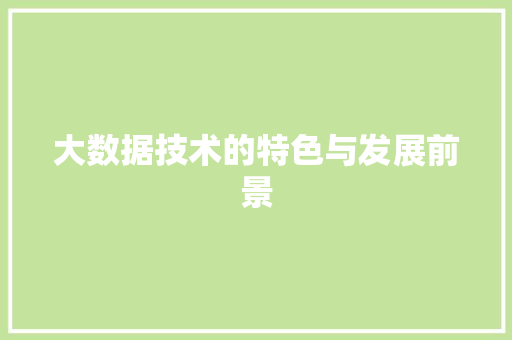 大数据技术的特色与发展前景