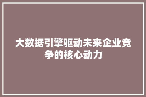 大数据引擎驱动未来企业竞争的核心动力  第1张