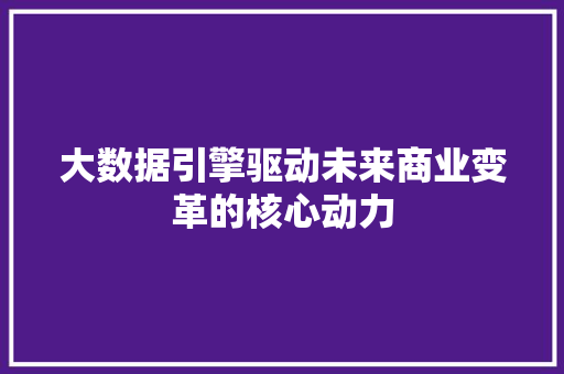 大数据引擎驱动未来商业变革的核心动力  第1张