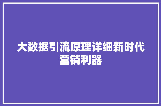 大数据引流原理详细新时代营销利器  第1张