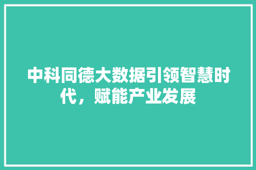 中科同德大数据引领智慧时代，赋能产业发展