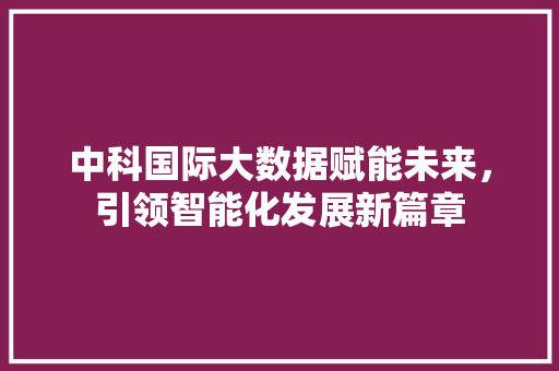 中科国际大数据赋能未来，引领智能化发展新篇章