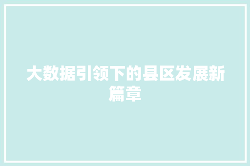 大数据引领下的县区发展新篇章