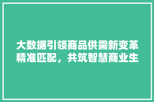 大数据引领商品供需新变革精准匹配，共筑智慧商业生态