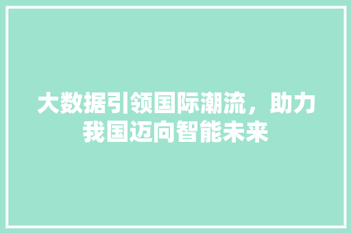 大数据引领国际潮流，助力我国迈向智能未来