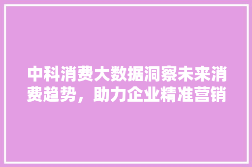 中科消费大数据洞察未来消费趋势，助力企业精准营销