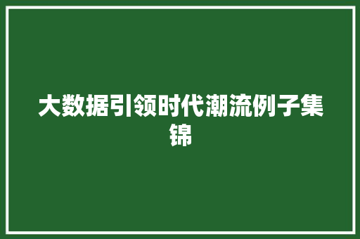 大数据引领时代潮流例子集锦