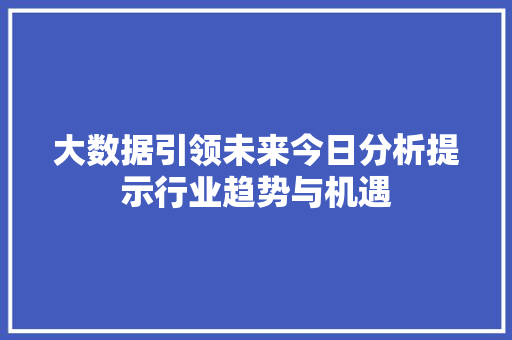 大数据引领未来今日分析提示行业趋势与机遇  第1张