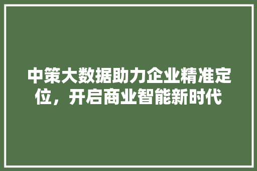 中策大数据助力企业精准定位，开启商业智能新时代  第1张