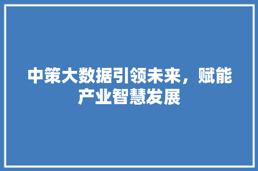 中策大数据引领未来，赋能产业智慧发展