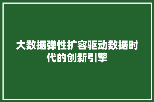 大数据弹性扩容驱动数据时代的创新引擎