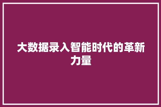 大数据录入智能时代的革新力量
