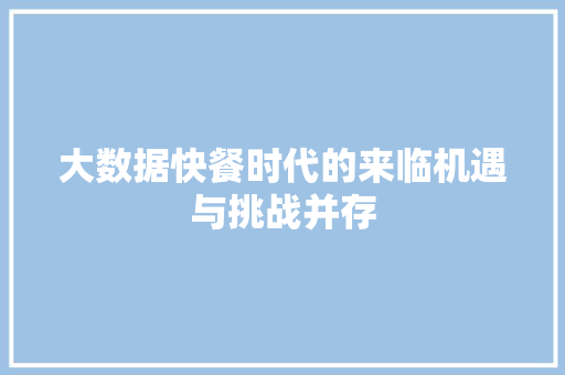 大数据快餐时代的来临机遇与挑战并存  第1张