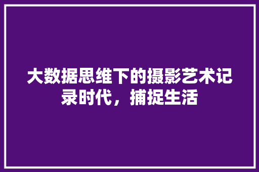大数据思维下的摄影艺术记录时代，捕捉生活  第1张