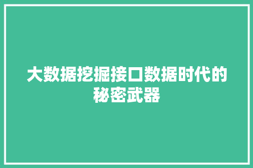 大数据挖掘接口数据时代的秘密武器