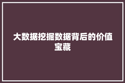 大数据挖掘数据背后的价值宝藏  第1张