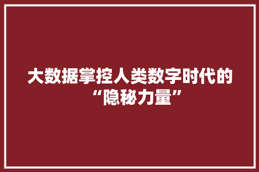大数据掌控人类数字时代的“隐秘力量”  第1张