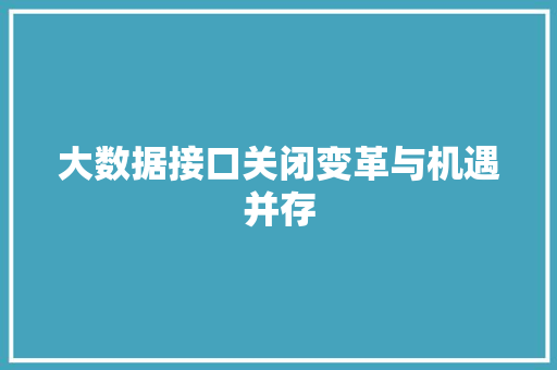 大数据接口关闭变革与机遇并存