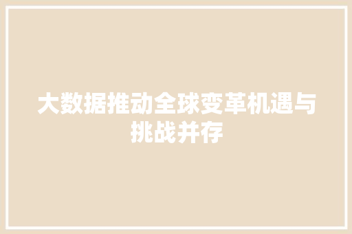 大数据推动全球变革机遇与挑战并存