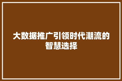 大数据推广引领时代潮流的智慧选择  第1张