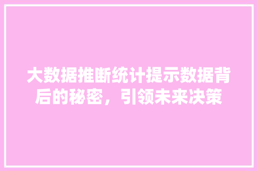 大数据推断统计提示数据背后的秘密，引领未来决策