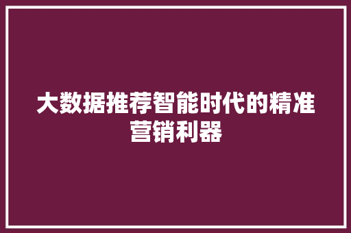大数据推荐智能时代的精准营销利器