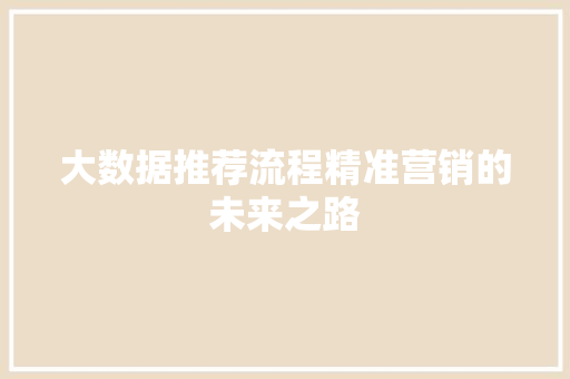 大数据推荐流程精准营销的未来之路
