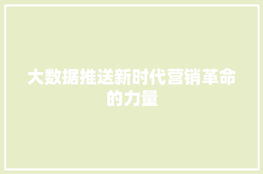 大数据推送新时代营销革命的力量